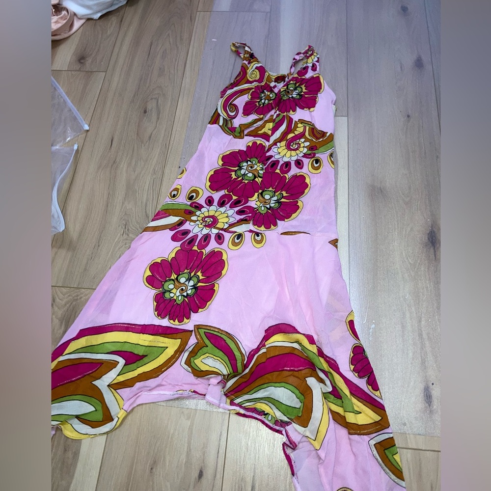 Vintage Floral Groovy Sheer Dress